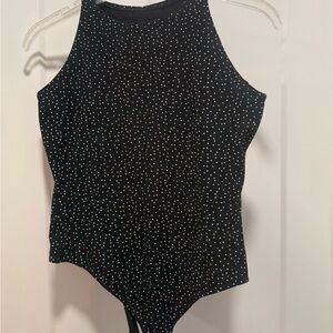 American Apparel Black Bodysuit with White Dots